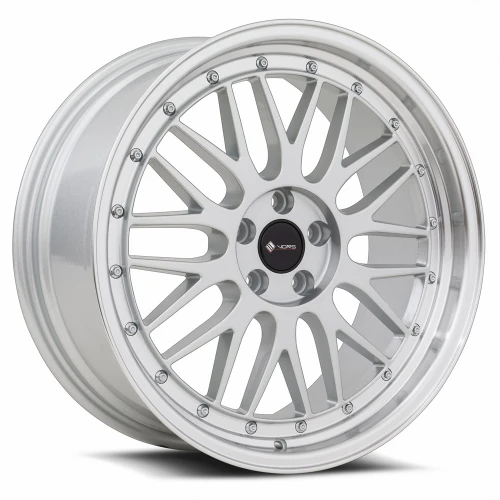 Vors Vr8 Wheels Rims 18x8 Blank Custom Drilled Silver W/ Machined Lip & Chrome Rivets 35mm | VR081880xxx35S