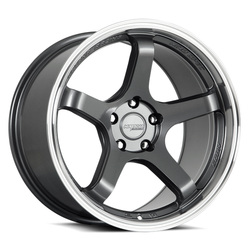 Katana Hr05 Wheels Rims 18x8.5 5x120 Gloss Gunmetal Machined Lip 35mm | HR05-188545GMML