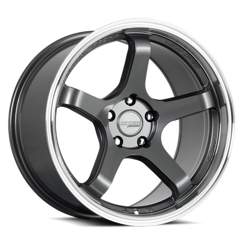 Katana Hr05 Wheels Rims 18x9.5 5x120 Gloss Gunmetal Machined Lip 38mm | HR05-189545GMML38