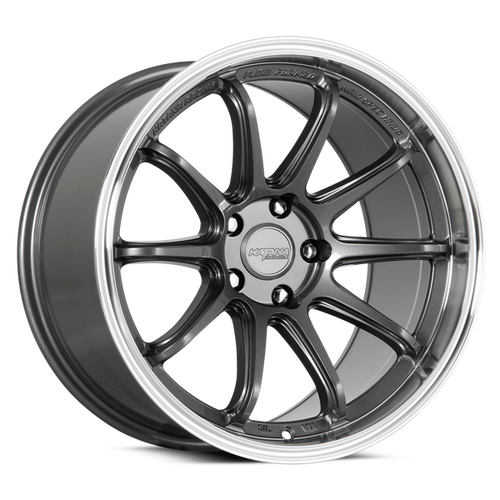 Katana Hr06 Wheels Rims 18x9.5 5x120 Gloss Gunmetal Machined Lip 38mm | HR06-189545GMML38