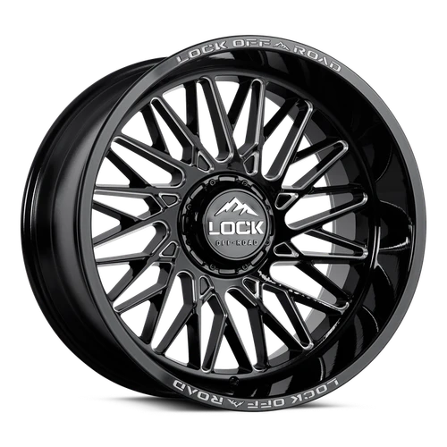 Lock Extreme Bandit Wheels Rims 22x10 8x165.1 Gloss Black Milled 18mm | BANDIT-22186GBM