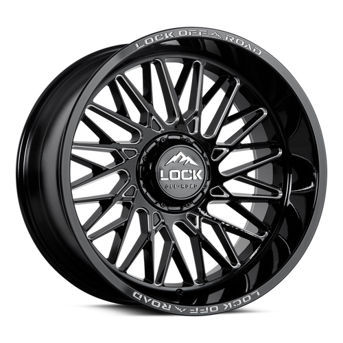 Lock Extreme Bandit Wheels Rims 22x12 8x170 Gloss Black Milled 44mm | BANDIT-22287GBM