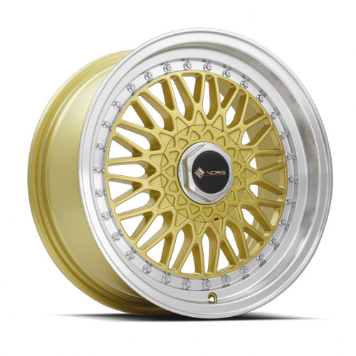 Vors Vr3 Wheels Rims 16x8 4x98 Gold W/ Machined Lip 30mm | VR0316708H30GD-498