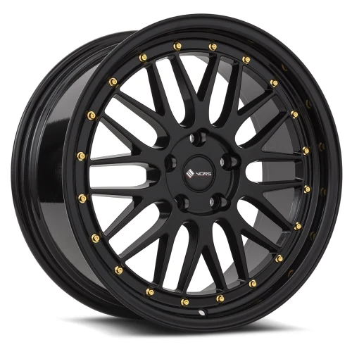 Vors Vr8 Wheels Rims 18x8 4x100 Black W/ Gold Rivets 35mm | VR081880xxx35GB-400