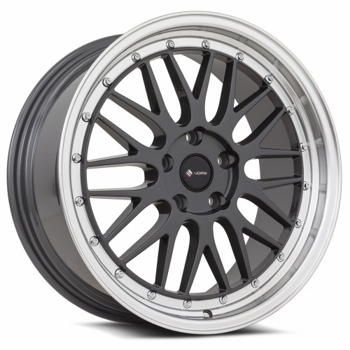 Vors Vr8 Wheels Rims 18x8 4x100 Hyper Black W/ Machined Lip & Chrome Rivets 35mm | VR081880xxx35HB-400