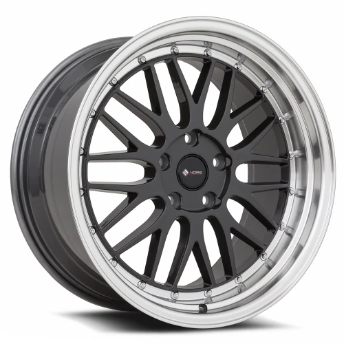 Vors Vr8 Wheels Rims 18x9 5x100 Hyper Black W/ Machined Lip & Chrome Rivets 35mm | VR081890xxx20HB-50035