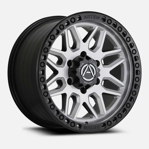 Artem Grimlock Wheels Rims 17x9 6x139.7 Silver Face W/ Satin Black Ring 12mm | AB1-179061397+12SFSBR