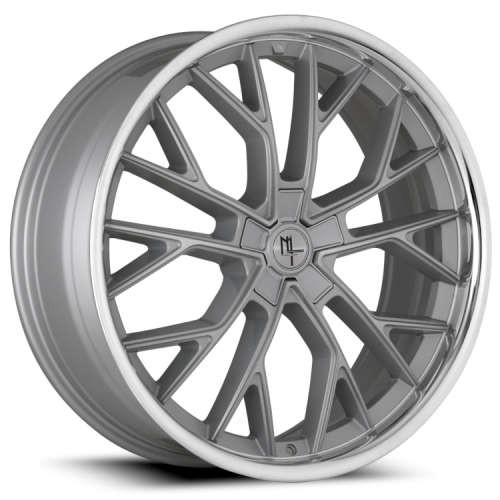 Modern Luxury Mlf15 Wheels Rims 22x8.5 5x112 Brushed Silver W/ Stainless Lip 38mm | MLF15-22855112+38BRSL