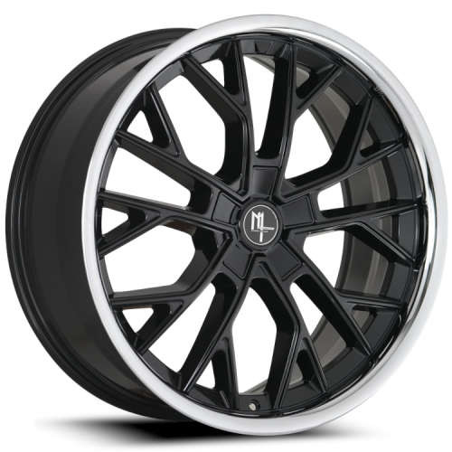 Modern Luxury Mlf15 Wheels Rims 22x8.5 5x112 Gloss Black W/ Stainless Lip 38mm | MLF15-22855112+38GBSL