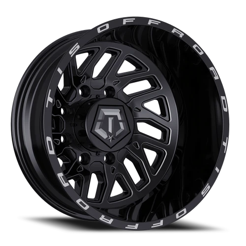 Tis Dually 544Bm  Wheels Rims 17x6.5 8x210 Gloss Black W/ Milled Accents -140mm