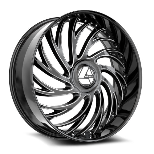 Azara Azx-101 Wheels Rims 22x9.5 5x115 5x120 Gloss Black & Milled 15mm | AZX-10122953915GBM