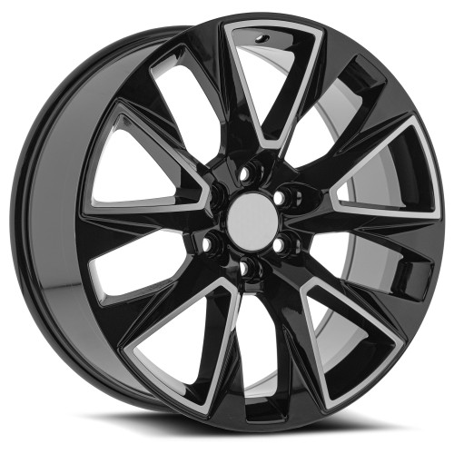 O.E. Revolution C-14 Wheels Rims 22x9 6x139.7 Gloss Black & Machined 28mm | C14-2295028BM