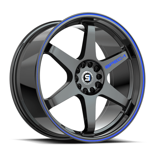Spec-1 Spt-33 Wheels Rims 20x9 5x100 5x114.3 Gloss Black & Blue Line 38mm | SPT-332092338GBBL
