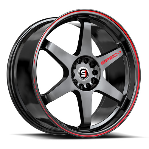 Spec-1 Spt-33 Wheels Rims 20x9 5x112 5x114.3 Gloss Black & Red Line 38mm | SPT-332093638GBRL