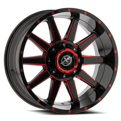 Xf Off-Road Xf-219 Wheels Rims 20x10 8x165.1 8x170 Gloss Black & Red Milled -12mm | XF-219201081651170-12GBRM