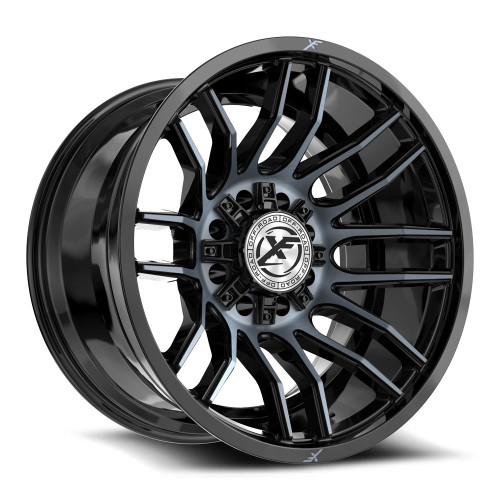 Xf Off-Road Xf-232 Wheels Rims 20x12 8x165.1 8x180 Gloss Black & Machined Titanium Double Dark Tint -44mm | XF-232201281651180-44BMTDT
