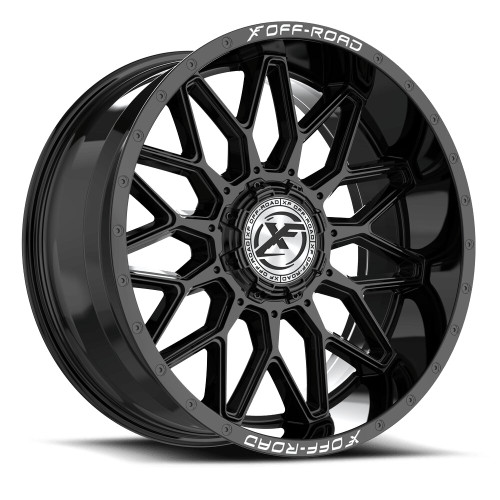 Xf Off-Road Xf-242 Wheels Rims 20x9 6x135 6x139.7 Gloss Black & Milled Lettering 0mm | XF-2422090570GB-V