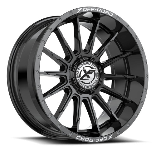 Xf Off-Road Xf-247 Wheels Rims 22x10 6x135 6x139.7 Gloss Black & Milled Lettering -18mm | XF-247221057-18GB-V