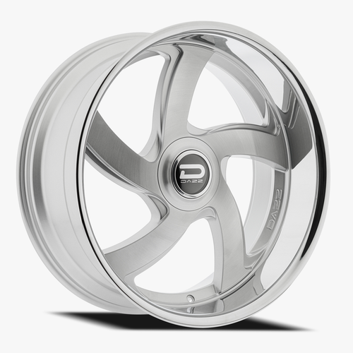 Dazz D105 Bussin Wheels Rims 24x9 5x120.65 5x127 Brushed Gloss Silver W/ Chrome Stainless Lip 0mm | D105249008P0022