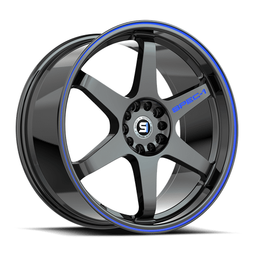 Spec-1 Spt-33 Wheels Rims 19x10.5 Blank Custom Drilled Gloss Black & Blue Line 22mm | SPT-3319105BL22GBBL