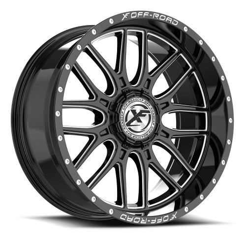 Xf Off-Road Xf-244 Wheels Rims 20x10 Blank Custom Drilled Gloss Black & Milled -12mm | XF-24420105X6XBL-12GBM-V