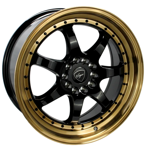 Elegance E26 Wheels Rims 18x8.5 5x100 5x114.3 Gloss Black W/ Bronze Lip 30mm | E26-18511430GBBZL