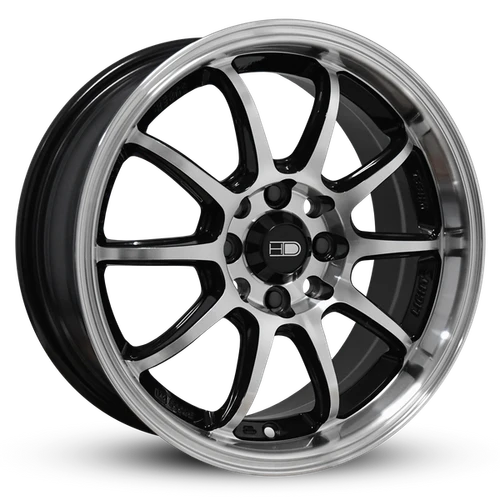 HD Clutch Wheels Rims 15x6.5 4x108 4x100 Gloss Black Machined 35mm | CL15650235BK-MA