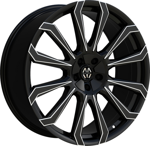 Massiv 929 Wheels Rims 22x9 5x114.3 5x120 Black Milled 35mm | MAS929-22913BMW