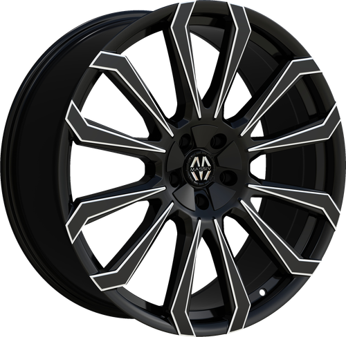 Massiv 929 Wheels Rims 20x8.5 5x114.3 5x127 Black Milled 35mm | MAS929-2855BMW