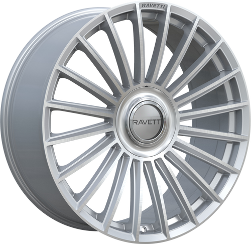 Ravetti M17 Wheels Rims 22x9 5x114.3 5x120 Brushed Silver 27mm | RAV-M17-22913-27SBR-FC