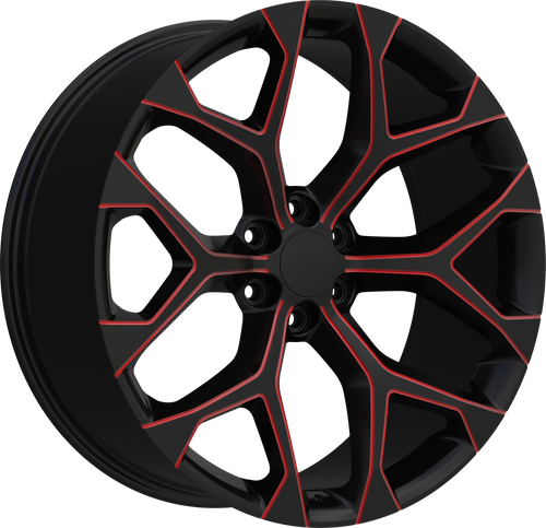 Replica 348 Wheels Rims 26x10 6x139.7 Black w/ Red Milling 24mm | REP348-26185BWR-201