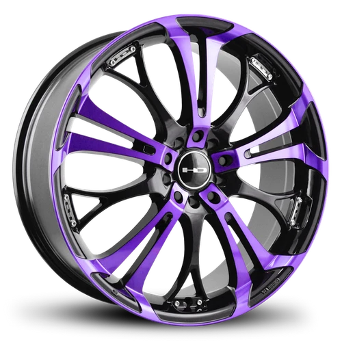 HD Spinout Wheels Rims 16x7 5x112 5x114.3 Gloss Purple & Black w/ Machined Face 40mm | SO16702340BK-PR