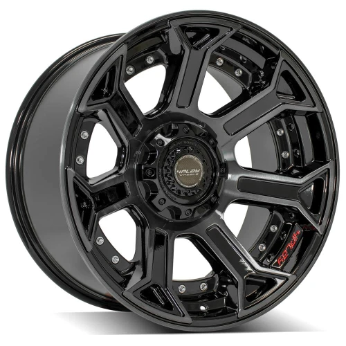 4Play 4P70 Wheels Rims 22x10 5x127 5x139.7 Gloss Black w/ Brushed Face & Tinted Clear 24mm | 4P70-22100-5D55-24BBT-FX