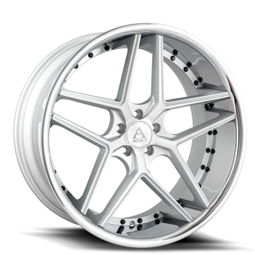 Azad AZ1029 Wheels Rims 22x9 5x108 Brushed Silver With Stainless Lip 32mm | AZ10292295108+32BR/SSL