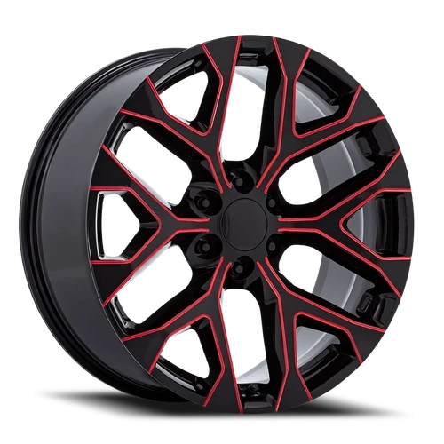 Performance Replicas PR177 Wheels Rims 22x9 6x139.7 Gloss Black Red Milled 24mm | PR177BQ22906124