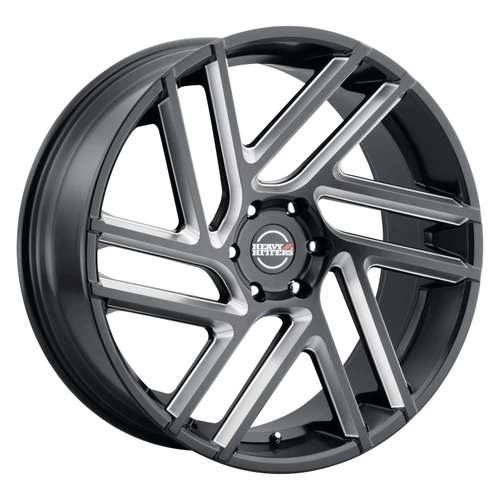 Heavy Hitters HH6 Wheels Rims 22x9.5 5x115 Absolute Black w/ Milling 15mm | HH6-2295OO15LAP