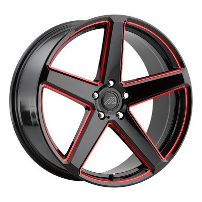 Mach MF.15 Wheels Rims 20x10.5 Blank Custom Drilled Gloss Black w/ Red Milling And Undercut 25mm | MF15-2015Z25FGBRX