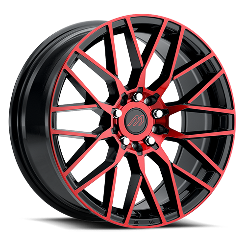 Mach MP.41 Wheels Rims 17x7.5 5x114.3 5x120 Gloss Black w/ Red Machined Face 35mm | MP41-1775L35FGBRF