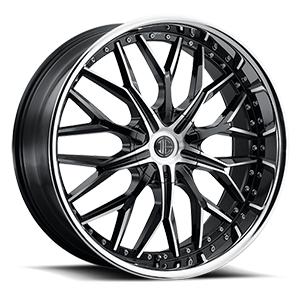 2Crave No.49 Wheels Rims 22x9.5 Blank Custom Drilled Gloss Black w/ Diamond Cut Face And Chrome Lip 25mm | N49-2295Z25PK