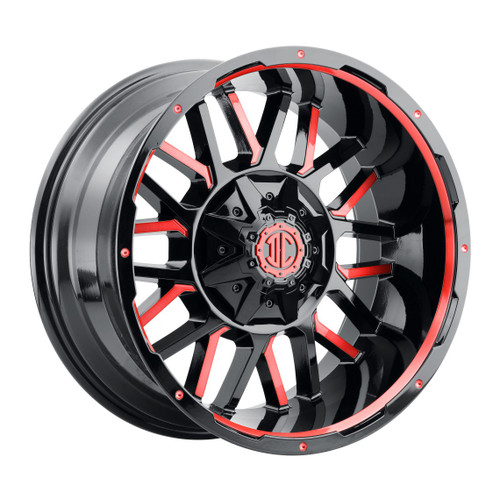 Xtreme NX-12 Wheels Rims 22x12 Blank Custom Drilled Midnight Black w/ Red Milling And Undercut Lip -44mm | NX12-2212ZL-44XBRXG