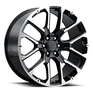 Replica Tech RT-47 Wheels Rims 24x10 6x139.7 Gloss Black w/ Machined Face 31mm | RT47-2410XX31LBM