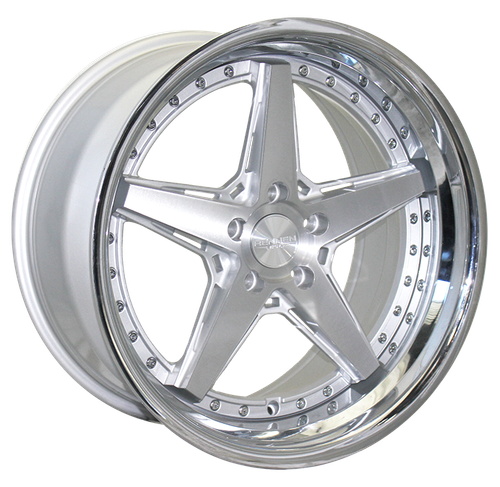 Rennen CSL-7 Wheels Rims 20x10.5 5x112 Silver Brushed w/ Chrome Stainless Lip 18mm | SL720105H18CSX101