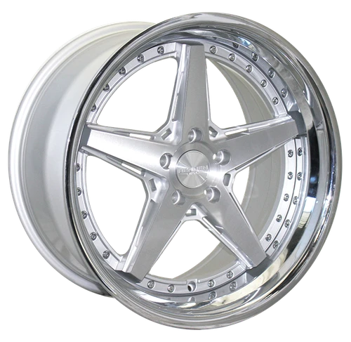Rennen CSL-7 Wheels Rims 20x10.5 5x120 Silver Brushed w/ Chrome Stainless Lip 33mm | SL720105K033CSX101