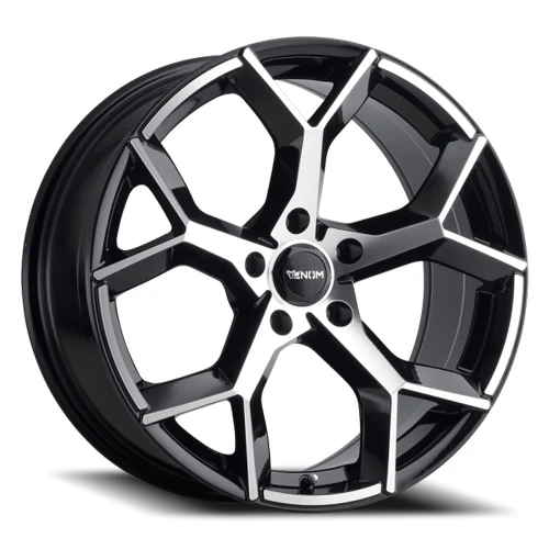 Venom 37 Wheels Rims 17x8 5x114.3 Gloss Black Machined 35mm | VEN371785114+35B-A2