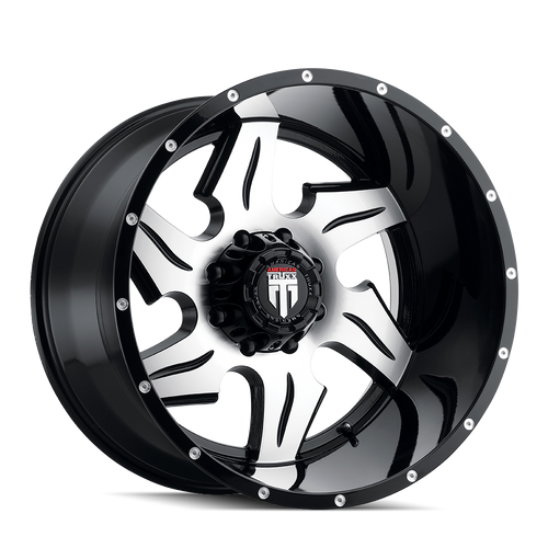 American Truxx At163 Ninja Wheels Rims 20x12 5x150 Gloss Black Machined -44mm | AT163-2250BM-44