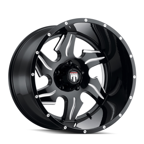American Truxx At163 Ninja Wheels Rims 22x14 5x127 Gloss Black Milled -76mm | AT163-22473M-76