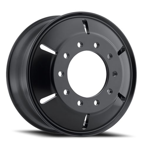 ATX Series Roulette OTR Semi Rear Inner Dually Wheel 22.5x8.25 Black Milled 10x285.75 169mm - MINIMUM PURCHASE OF 4 Dually Wheels | AO40322510903