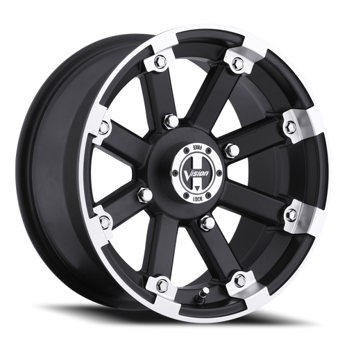 Vision Lockout 393 Atv Utv Wheel 14x8 4x156 Matte Black With Machined Lip -10mm | 393-148156MBML4