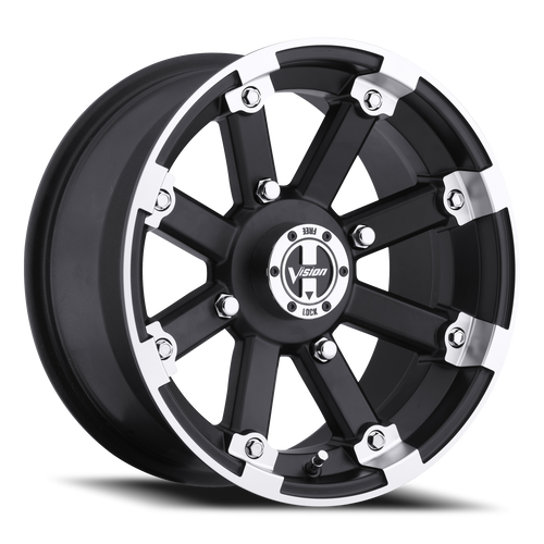 Vision Lockout 393 Atv Utv Wheel 15x8 4x136 Matte Black With Machined Lip -10mm | 393-158136MBML4