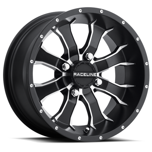 Raceline A77 Mamba Atv-Utv Atv Wheels Rims 14x7 4x137 Black Machined 52mm | A7747037-T-52